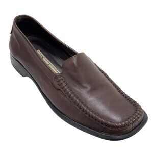 BRIGHTON Brown Women's Leather Loafers Slip-On Shoes Heart Detail Heel Size 6.5M
